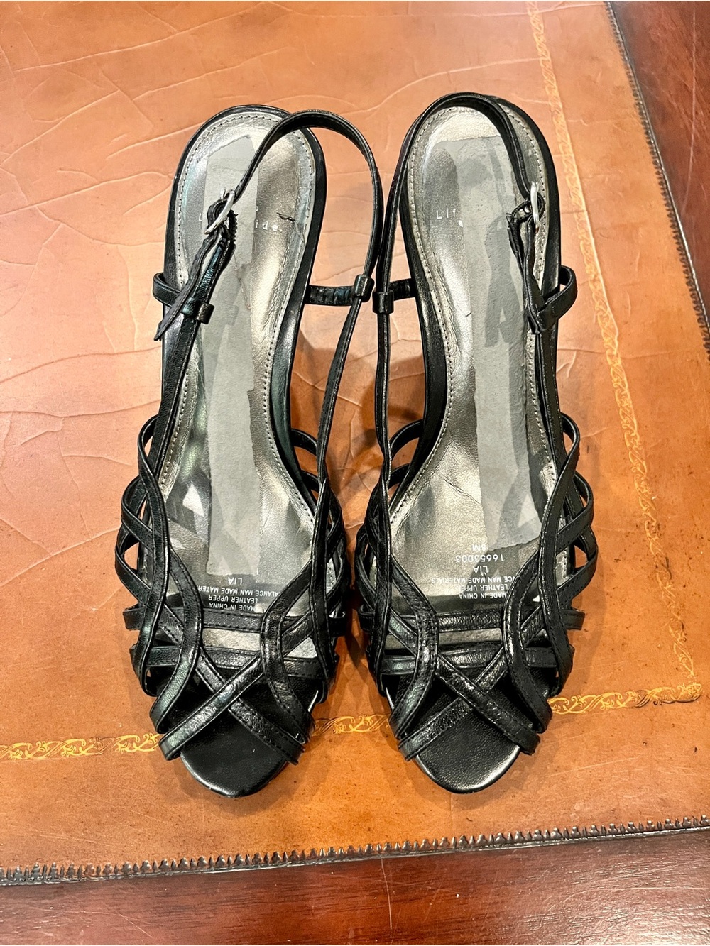 Life Stride Black Strappy Slingback Heels